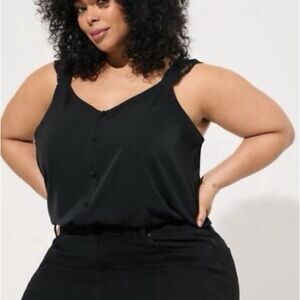 Torrid Studio Crepe Button front Lace trim Tank